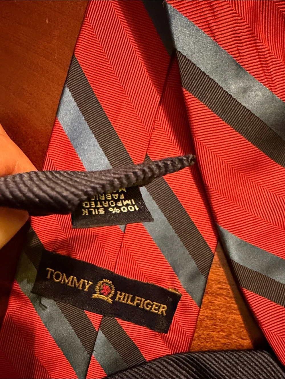 Tommy Hilfiger Red, Blue and Black Diagonal Stripe Tie